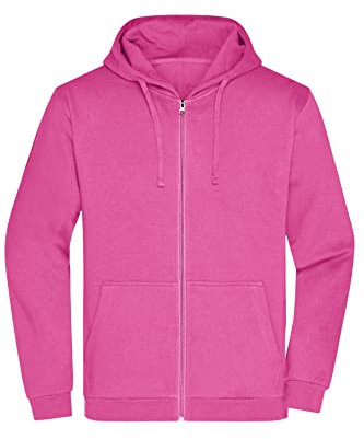 James & Nicholson Herren Basic Kapuzen-Sweatjacke - Klassische Sweatjacke mit Kapuze und Kordelzug | Farbe: pink | Grösse: XL