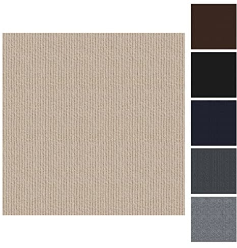 CUCOS Carpet Tiles Peel and Stick, 30x30CM Peel and Stick Floor Tiles, Non-Slip Hardwearing, Soft Padded Carpet Tiles, Self Adhesive Khaki 10 Pack