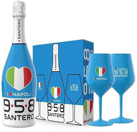SANTERO 958 EXTRA DRY I LOVE NAPOLI 75 CL CONFEZIONE REGALO CON 2 BICCHIERI