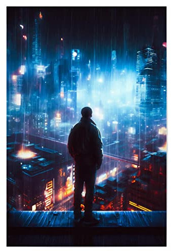 artboxONE Poster 30x20 cm Städte EIN Cyberpunk-Superheld - Bild Cyberpunk Cyberpunk futurismus