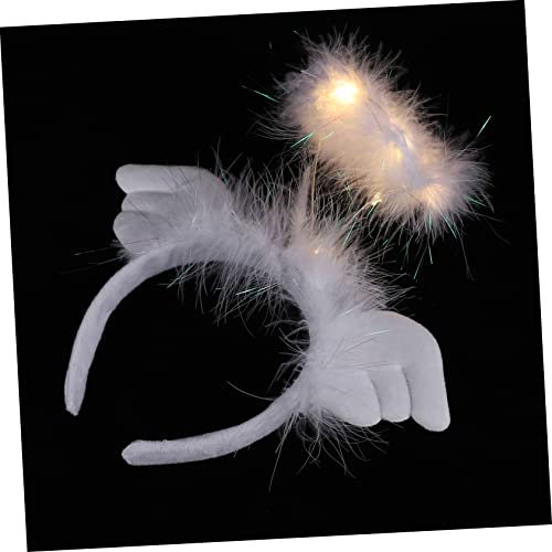 Beavorty 4 Stück Engel-Halo-Stirnband ausgefallene Haargummis leuchtende Haarband-Requisite Weihnachtsstirnband Tiara Haarband für Party Engel Stirnband Stütze Flügel Heiligenschein Feder