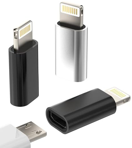 Micro-USB-Buchse auf Lightning-Stecker, 3 Stück, Android-Ladekabel-Anschluss, Anschluss für Apple iPhone 11, 12, 13, 14 Pro Max, Mini, XS, SE, 7, 6 x 8 Plus, iPad, Ladekabel, Datensynchronisation