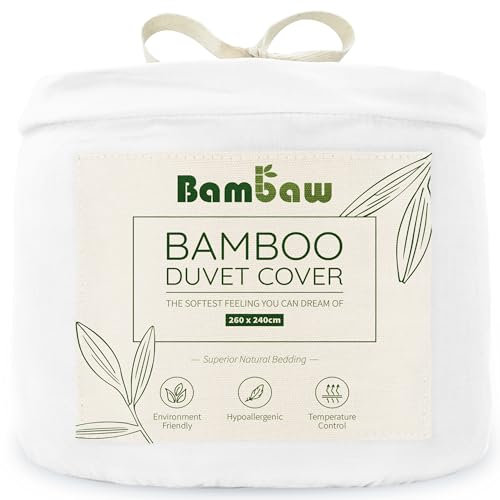 Bambaw Bambus Deckenbezug 260x240 cm, Allergiker Bettwäsche, hotelqualität, Bettwäsche Sommer kühlend, weich und hypoallergen, 100% Bambus Bettwäsche (Weiß)