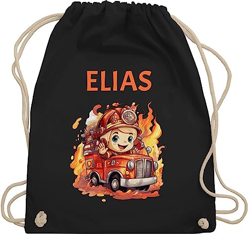 Turnbeutel Rucksack - Feuerwehr Junge Feuerwehr Kinder - Unisize - Schwarz - turnsackerl kindergarten beutel für wechselwäsche feuerwehrauto name baumwolle personalisierte kindergartenbeutel