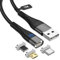 YKZ Magnetisches Ladekabel 1M, 3 in 1 Multi USB Magnet Kabel mit Typ C/Micro USB und i-Produkt Tipps für Smartphone- Schwarz