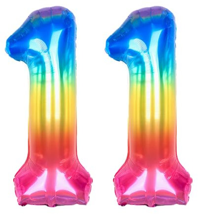 Ponmoo 40 Zoll Foil Luftballon Zahlen 11 Neon Regenbogen (101cm), Helium oder Luft, Riesige Folienballons Nummer 0-100, Große Ballons für Hochzeitstag und Geburtstagsparty Ballon Dekoration