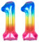 Ponmoo 40 Zoll Foil Luftballon Zahlen 11 Neon Regenbogen (101cm), Helium oder Luft, Riesige Folienballons Nummer 0-100, Große Ballons für Hochzeitstag und Geburtstagsparty Ballon Dekoration