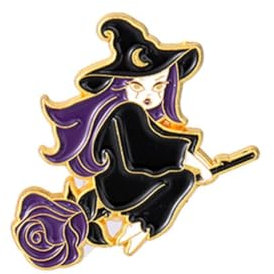 Ro Rox Sorcellerie Broche De Dessin Animé Brew Broche Mignonne en Émail De Lune, Noir, Sorcière