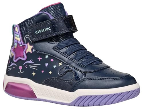 Geox J INEK Girl B Sneaker, Navy/Multicolor, 27 EU