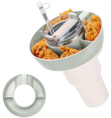 DMTINTA Snack Bowl Compatible with Stanley 30 oz Tumbler with Handle Tumbler Snack Tray Compatible with Stanley Cup 30 oz, Reusable Snack Ring Snack Bowl Grey