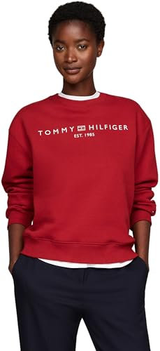 Tommy Hilfiger Damen Sweatshirt ohne Kapuze, Rot (Dark Magma), XXL