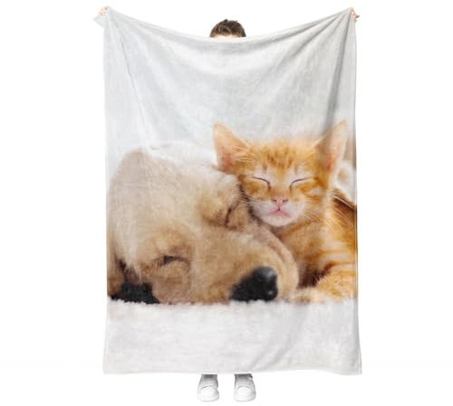 Katzen Kuscheldecke Flanell Decke Kitty-Muster Fleecedecke Flauschig Weich und Warme,3D Kitty Wohndecke Sofadecke Couchdecke Für Teens Erwachsene. (Kätzchen B, 150x200cm)