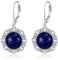 VONALA Lapislazuli-Filigran-Ohrringe, 925er-Sterlingsilber, Lapislazuli-Hebelohrringe, rund, baumelnd, baumelnde Ohrringe, Schmuck, Geschenk für Frauen und Mädchen