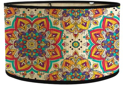 FANSU Lampenschirm fuir Tischlampe, Retro-Mandala-Stil Lampenschirm Hängelampe Lampenabdeckung für Stehlampe Deckenleuchte Wohnzimmer Moderner Deko (Lotus-Mandala)