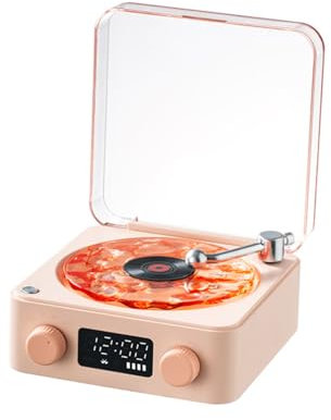 getuse Waves Enceinte Bluetooth en vinyle avec trois lumières ambiantes, lecteur de musique aquatique avec plateau rotatif – sons relaxants, décoration de chambre à coucher (rose rose)