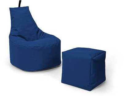 Nadimaideal Sitzsack XL - XXL für Kinder, Teenager & Erwachsene | Indoor & Outdoor | bereits gefüllt | Sitzsack Gaming | Füllung EPS Perlen (Marineblau, XXL - Durchmesser 80 cm für Erwachsene)