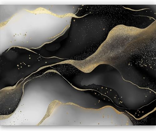 Papiers peints Effet d'encre à l'alcool Marbre Papier Peint Panoramique 200 x 140 cm style 3d très délicate Papier Peint intissé pour Chambre Salon Décoration Murale Noir