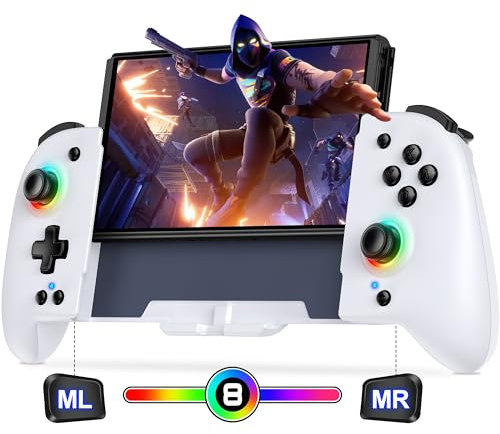 Controller für Nintendo Switch, Einteiliger Handheld Switch Controller mit RGB Lichteffekt, Hall Effekt Sticks, Ergonomischer Bluetooth-Controller mit Programmier und Weckfunktion