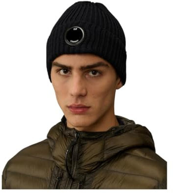 C.P. COMPANY Beanie mit Linse aus extrafeiner Merinowolle. 17CMAC272A-HutHut-888blau, blau, One size