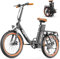 OneSport OT16-2 Electric Bike, 20 inch Folding EBike, Commuter City E-Bicycle with LCD Display & Bluetooth Connect, 3 Riding Modes E-Bike with 48V 17Ah Removable Battery, Portable Bike (Black-Brown)