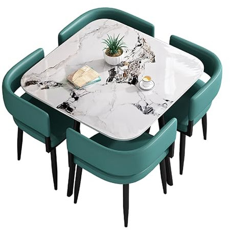 Moderner Esstisch für 4 Personen mit Stühlen quadratisch/runder Küchentisch kleine Räume Möbel 5 Stück Besprechungstisch Set für Esszimmer
