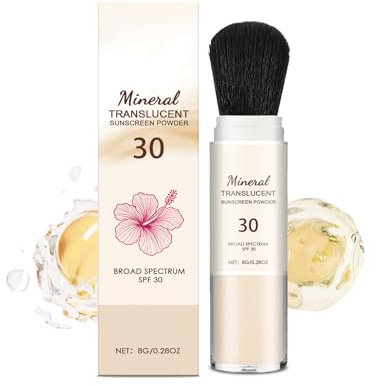 Mineral Face Powder SPF30, Translucent Setting Powder Sunscreen with Oil-Control, Lightweight Face Pow-der for Mature Skin, Scalp Sunscreen Protection With Soft Brush (A, One Size)