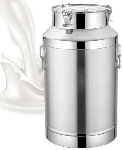 Adima Milk Churn Pot 304 Stainless Steel Milk Transport Cans Bucket Heavy Duty Milk Jug with Silicone Sealed Lid Liquid Container Storage for Food Use 5L/9L/14L/18L,9L