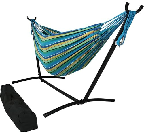 GWFBLID Hängematte mit Gestell Strapazierfähig Robust transportabel Outdoor Stabhängematte 300kg Tragkraft Reisehängematte Campinghängematte für Garten Balkon
