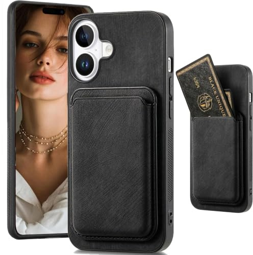 Fofvccv for iPhone 17 Wallet Case with Card Holder, Magnetic Detachable 2 in 1 PU Leather Back Cover with RFID Blocking Slim Shockproof Protective Case for iPhone 17 - CXKB Black