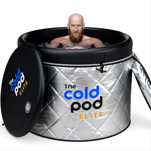 Eisbad Tonne für Athleten mit Abdeckung,tragbares Ice Bath tub für Kryotherapie, The Cold Pod Faltbare Aufblasbare badewanne für den Innen- und Außenbereich Erwachsene (Elite Barrel)