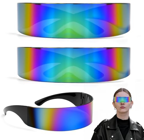 JNEYVIC 3 Stk Futuristische Sonnenbrille Rave Brille Bunt Schnelle Brille | Futuristisch Lustige Brillen Space Alien Brillen Funbrille Partybrille für Party Cosplay Requisiten Rollenspiel Halloween