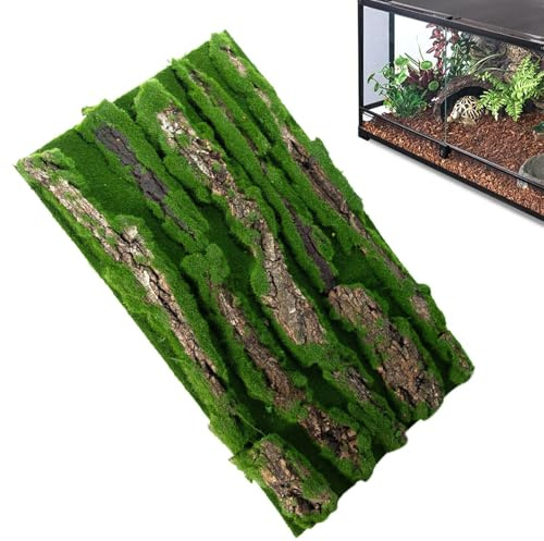 Schildkröten-Habitat-Hintergrund – Dekoration Für Reptilienbecken, Wandverkleidung Mit Künstlicher Rindenstruktur | Realistischer Mooshintergrund Für Das Haustiergehege Von Bartagamen, Schildkröten, T