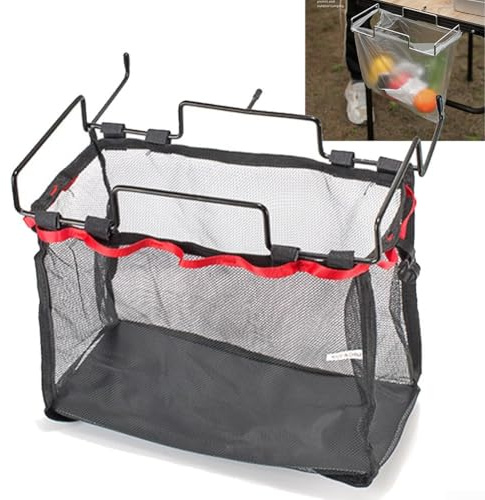 Rehoetom Tragbare faltbare Tisch-Aufbewahrungstasche mit Edelstahl-Halterung für Camping, Wandern, Picknick, Schwarz, 210 x 170 x 300 mm (Silber)