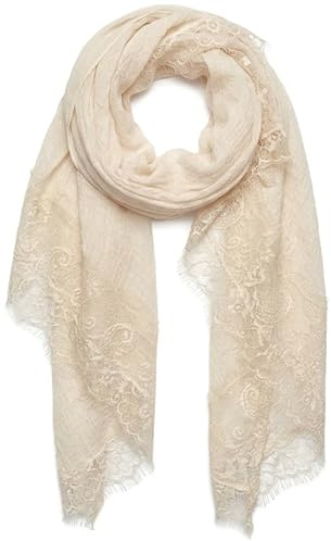 Van Der Rich ® - Halstuch Elegant mit Spitzenborte Leichte Stola Weich - Damen (2-Beige)