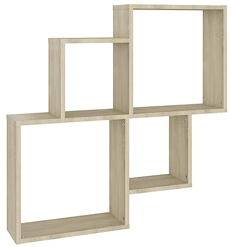 Fisinber Wandregal Sonoma Eiche 80x15x78,5 cm Modernes Kubus-Wandboard aus Holzwerkstoff bis 40 kg Belastbar Einfach Montage für Wohnzimmer Flur Schlafzimmer