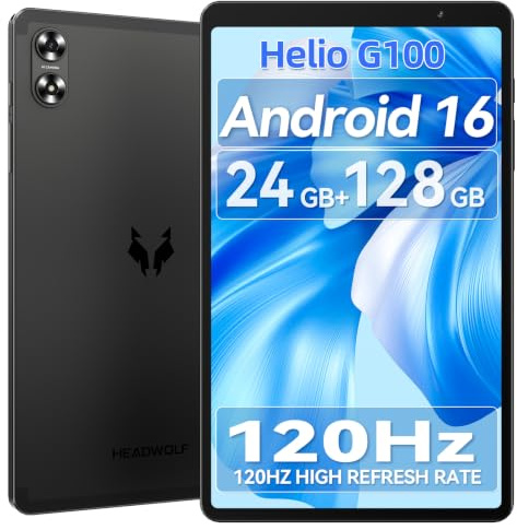 Headwolf FPad6 SE Android 16 Tablet 8 inch 4G LTE/Wi-Fi Helio G100 Tablet,120 Hz, 24GB RAM+128GB ROM(+1TB),1340x800,5500mAh,Widevine L1,Face ID,8MP/16MP Cameras,GPS,Dual Speakers,Slim & Lightweight