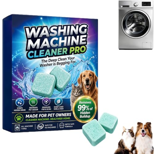 PrimeDrum Washing Machine Cleaner Tablets -12, Enzyme Washing Machine Cleaner Deep Clean Tablets, Remove Odour & Pet Hair, Clean the Inner Drum and Laundry Tub Seal,For All Washing Machines (1Box)