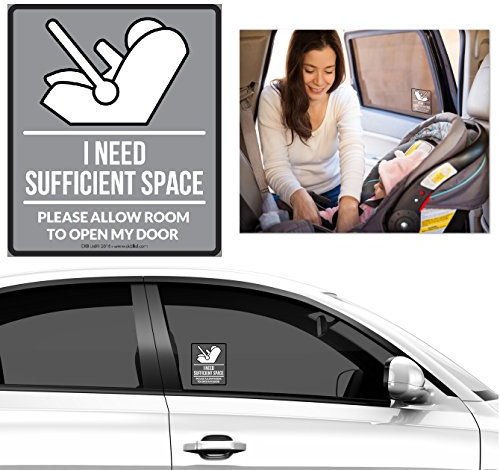 CKB Ltd® Baby Car Seat Notice - Vinyl Sticker for Cars | Warning Notice Advising of the Need for Sufficient Space to Open a Car Door | Adhesive Side Sticks to the Window 13cm x 11cm Size