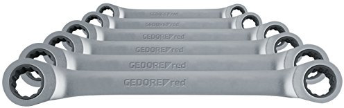 GEDORE red Doppelringratschenschlüssel-Satz gerade Form, metrisch, 6-teilig