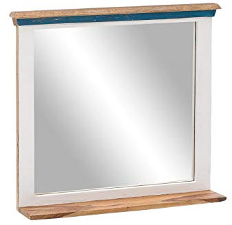 Woodkings® Bad Spiegel 70x70cm Perth Holz weiß und bunt Vintage rustikal Möbel Badmöbel Badezimmerspiegel
