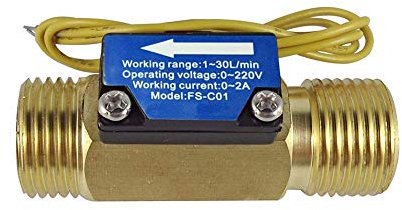 SENSTREE FS-C01 G1/2 BSP Filettatura maschio in ottone interruttore di flusso dell'acqua con filtro 1-30L/min, 0-2A/0-220V (AC o DC)