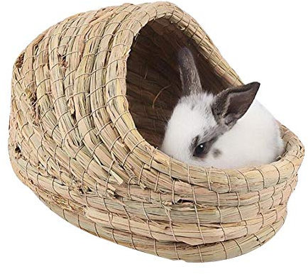 soundwinds Kaninchen-Gras-Haus Hamster Grass Nest Robustes handgewebtes Gras-Tunnel-Hütten-Schlafnest für Kaninchen-Hamster-Chinchilla-Meerschweinchen und andere kleine Heimtiere