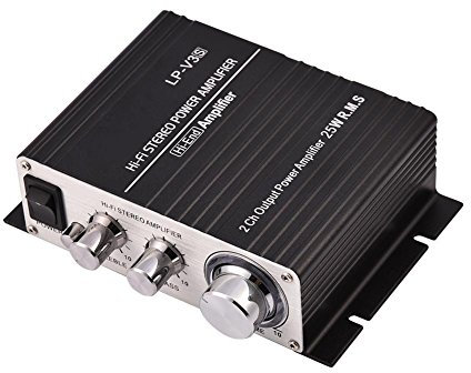 Mini amplificateur de Puissance Audio de Voiture Auto Filaire stéréo HiFi 2 canaux Amplificateur numérique pour Voitures, Motos, Bateaux, téléphone Portable, lecteurs DVD, MP3, MP4(Noir)
