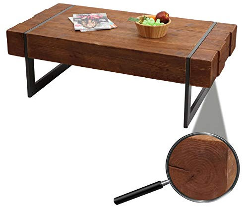 Mendler Couchtisch HWC-A15a, Wohnzimmertisch, Tanne Holz rustikal massiv 40x120x60cm - braun