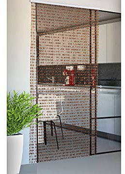 CapitanCasa Tenda A Pannello Antimosca Fili con Perline per Porte/Finestre Colore Arancione 140x230 Arancione