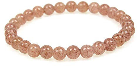 MJDCB Bracelet Quartz Fraise Naturelle 6mm Perle Pierre de Protection Puissante