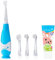 Brush-Baby - BabySonic Toddler Blue Electric Toothbrush Gift Set, 0-36 Months - Soft Vibrating Toothbrush, 4 Replacement Heads, Applemint Fluoride Toothpaste (12 ml) & 1 AAA Battery