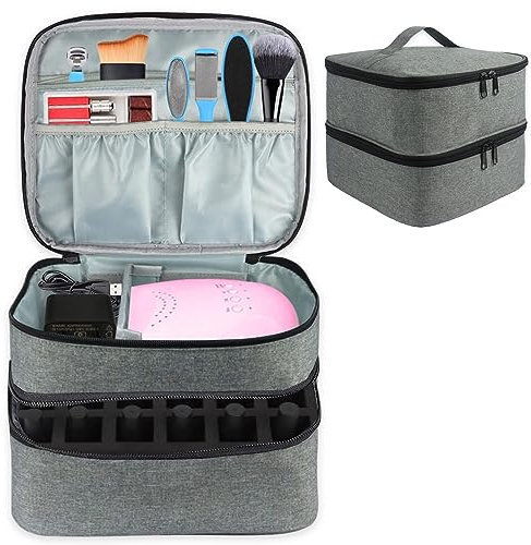 SOONHUA Nagellack Tasche Aufbewahrung Organizer Nagellack-Etui, Löcher,30 Flaschen (0,5 oz) Nagellampe Nagellack Maniküre Werkzeuge Tragetasche für Nagellampe und Nagellack Zubehör
