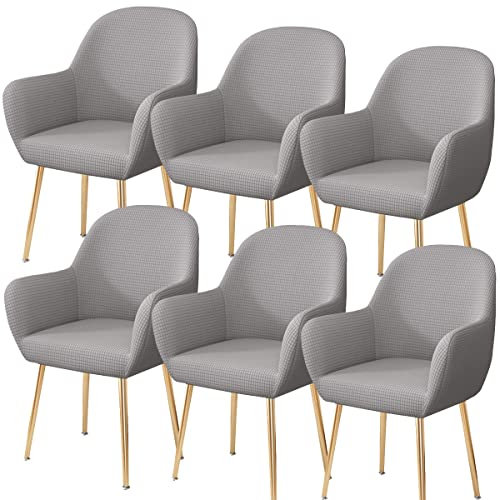 XGANGM Samt Esszimmerstuhlbezug 2/6/4er Set mit Armlehne, Büro Stuhlbezug Rückenlehne Stuhlschonbezug Sessel Stretch Stuhl Hussen Armlehnstuhl Stuhlabdeckung Stuhlbezüge,A,6PCS