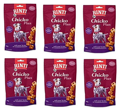 RINTI Chicko Plus KÄSE-SCHINKEN-WÜRFEL für ausgewachsene Hunde - 6 x 80g